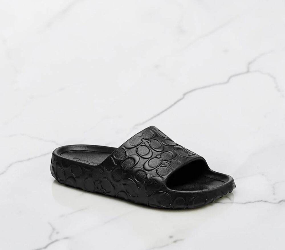 Coach Women’s Bay Slide Black Sandals Signature C Size 10